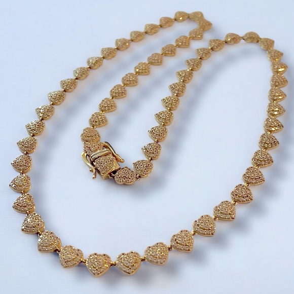 Beautiful Designer 14k Yellow Gold Heart Link 6mm Wide Chain 18” Necklace! - Picture 8 of 16